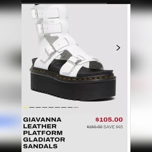 White Dr. Marten Leather Platform Giavanna Gladiator Sandals